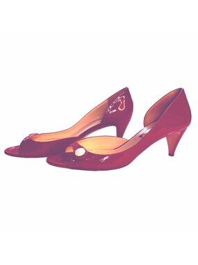 RUPERT SANDERSON Red Patent Leather Peep Toe D'Orsay Pumps Italy US 8 EU 39